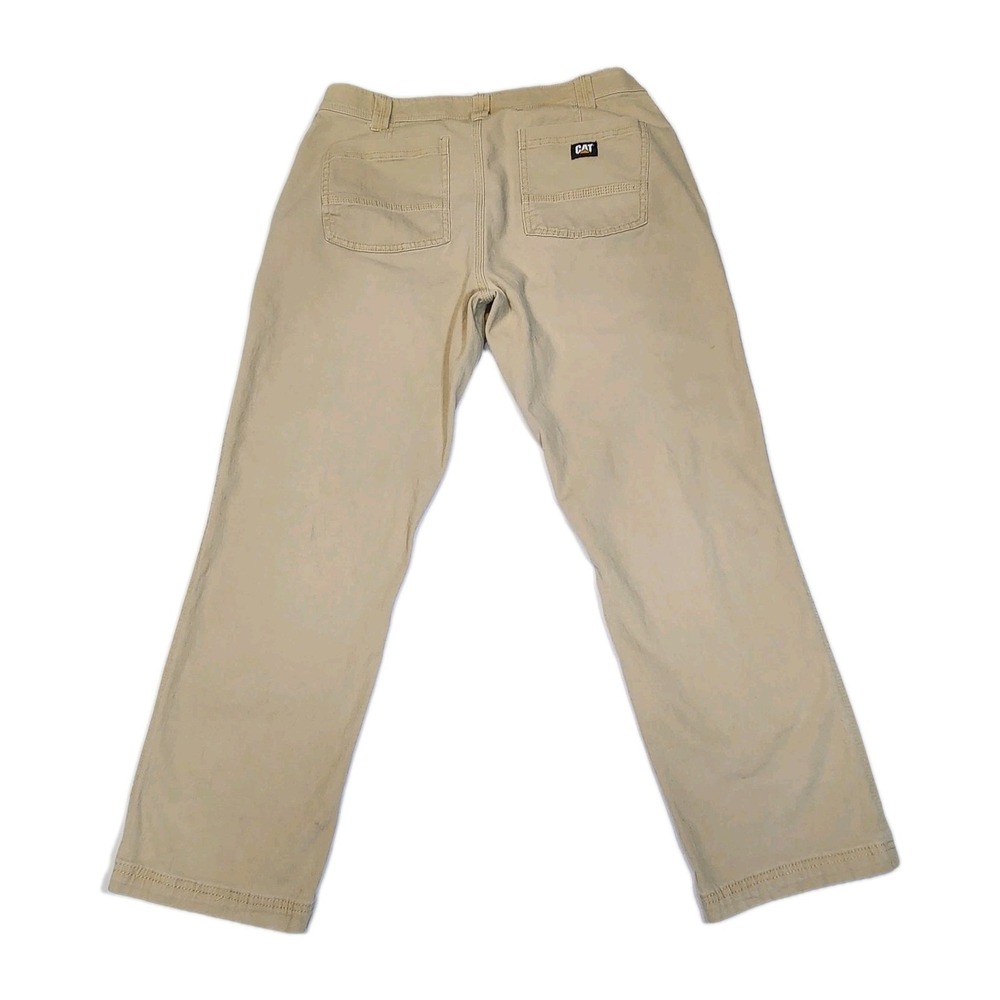 CAT Caterpillar Work Pants Mens 34x30 Khaki Stretch Utility Workwear - Picture 2 of 7